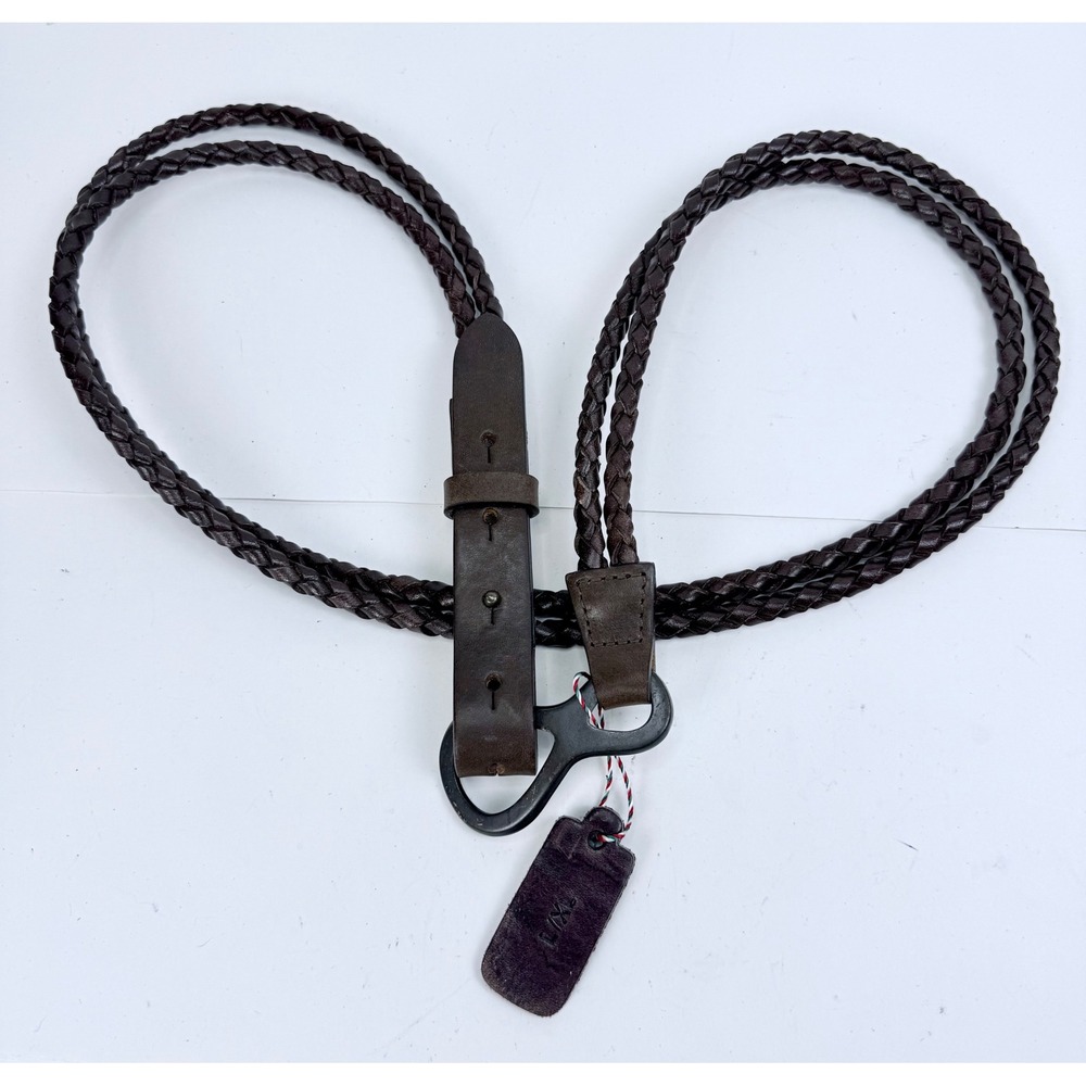Genuine Leather 2 Strand Braided Belt Made Italy Dark Brown L/XL Infinity Hook